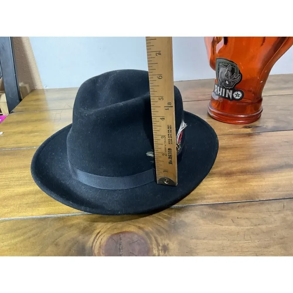 Jump Jive Black Wool Fedora Hat Made In USA Size Large